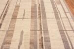 Details of Beautiful Tribal Geometric Design Warm Neutral Light Cream Earthy Grey Modern Large Room Size Square Shape Rug 11716 by Nazmiyal Antique Rugs
