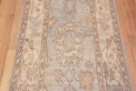 Details of Tribal Light Blue Background Turkish Oushak Design Modern Long Hallway Runner Rug 11208 by Nazmiyal Antique Rugs