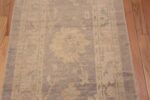 Details of Warm Grey Neutral Tribal Turkish Oushak Design Modern Hallway Runner Rug 11197 by Nazmiyal Antique Rugs