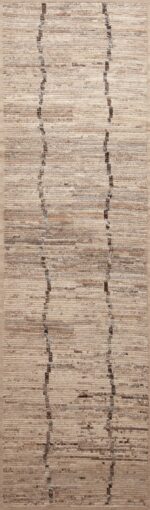 Earthy Grey Color Tribal Nomadic Minimalist Design Modern Hallway Runner Rug 11082 by Nazmiyal Antique Rugs