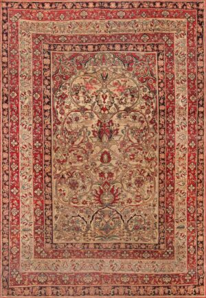 Fine Floral Prayer Design Antique Kerman Rug 72472 by Nazmiyal Antique Rugs