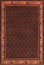 Fine Small Antique Blue Persian Herati Design Senneh Rug 72452 by Nazmiyal Antique Rugs