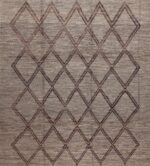 Soft Neutral Abrash Background Color Brown Tribal Geometric Diamond Pattern Square Shape Modern Room Size Area Rug 11396 by Nazmiyal Antique Rugs