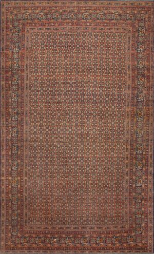 Large Fine Blue Herati Fish Design Antique Persian Senneh Rug 72475 by Nazmiyal Antique Rugs