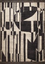 Jaw Dropping Large Size Bold Charcoal and Cream Color Modern Geometric Hollywood Regency Style Area Rug 11827 by Nazmiyal Antique Rugs