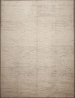 Decorative and Versatile Large Size Solid Light Ivory Cream Color Background Modern Wool Pile Area Rug 11785 by Nazmiyal Antique Rugs