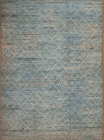 Light Blue Abrash Background Creamy White Color Tribal Pattern Modern Room Size Area Rug 11651 by Nazmiyal Antique Rugs