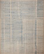 Light Blue And Creamy White Color Tribal Geometric Modern Room Size Area Rug 11465 by Nazmiyal Antique Rugs