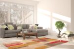 Living Room Light Cream Background Art Deco Color Block Design Contemporary Modern Area Rug 11258 at Nazmiyal Antique Rugs