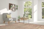 Living Room Light Cream Color Solid Abstract Minimalist Design Modern Room Size Area Rug 11416 by Nazmiyal Antique Rugs