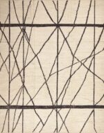 Decorative and Artistic Modern Contemporary Ivory Color Geometric Design Room Size Area Rug 11486 by Nazmiyal Antique Rugs
