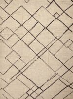 Beautiful And Versatile Modern Contemporary Ivory Color Minimalist Geometric Design Room Size Area Rug 11489 by Nazmiyal Antique Rugs