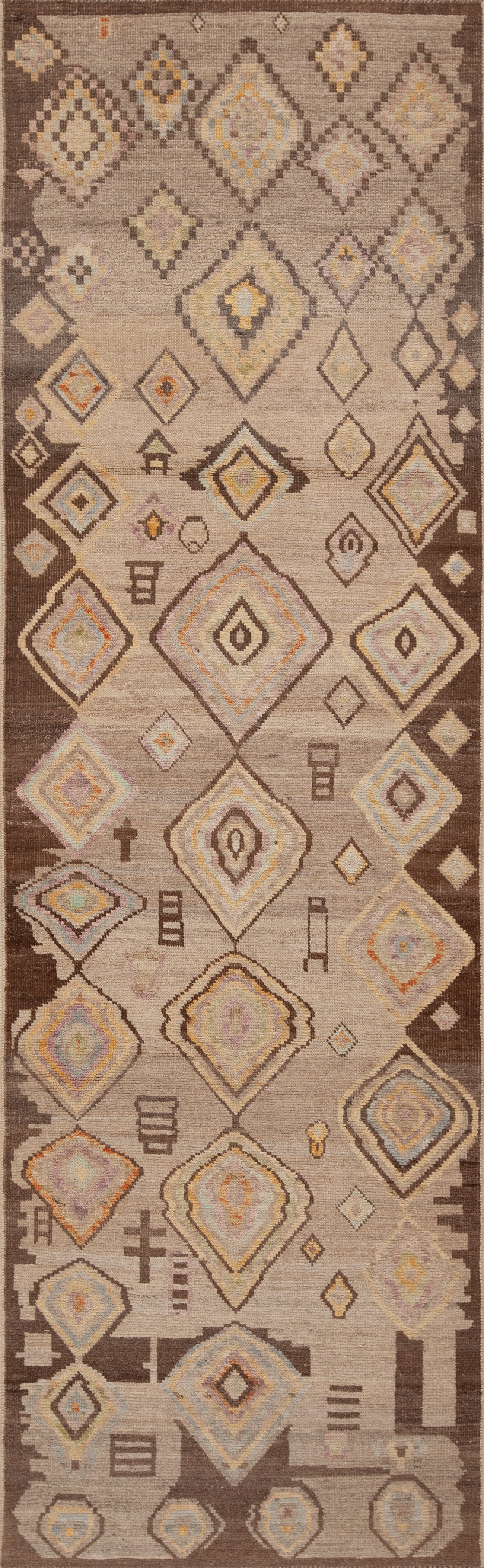 Earthy Fun Runner Rug Modern Earth Tone Tribal Contemporary Runner 11063 Nazmiyal
