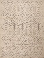 Captivating and Decorative Modern Ivory Cream Tribal Geometric Moroccan Beni Ourain Design Rug 11485 by Nazmiyal Antique Rugs