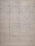 Decorative Hand Crafted Modern Room Size Contemporary Solid Abstract Minimalist Design Light Cream Color Area Rug 11660 by Nazmiyal Antique Rugs