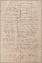 Modern Room Size Light Cream Background Soft Rustic Color Geometric Tribal Nomadic Design Area Rug 11246 by Nazmiyal Antique Rugs