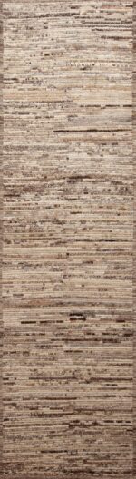 Neutral Earthy Brown Color Abstract Abrash pattern Modern Hallway Runner Rug 11123 by Nazmiyal Antique rugs