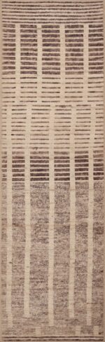 Neutral Color Artistic Tribal Geometric Pattern Modern Hallway Runner Rug 11141 by Nazmiyal Antique rugs
