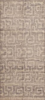Neutral Color Tribal Geometric Design Long and Narrow Gallery Size Modern Area Rug 11001 by Nazmiyal Antique Rugs