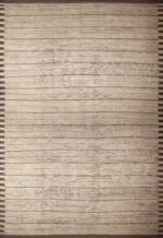 Oversized Neutral Cream Color Minimalist Geometric Stripes Design Modern Area Rug 11864 by Nazmiyal Antique Rugs