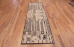 Side View of A Facinating Light Cream Color Background Tribal Geometric Modern Contemporary Hallway Runner Rug 11087 by Nazmiyal Antique Rugs
