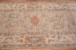 Side of A Stunning Artistic Tribal Rustic Feel Decorative Ivory Cream Color Modern Turkish Oushak Design Runner Rug 11201 by Nazmiyal Antique Rugs