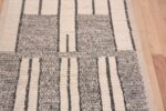 Texture of Ivory Cream Color Background With Charcoal Color Tribal Geometric Design Modern Hallway Runner Rug 11142 by Nazmiyal Antique Rugs