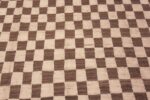 Texture of Modern Moroccan Inspired Brown Cream Checkerboard Design Area Rug 11454 by Nazmiyal Antique Rugs