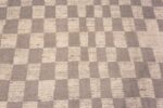 Texture of Neutral Cream Grey Tribal Checkboard Design Modern Area Rug 11582 by Nazmiyal Antique Rugs