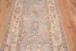 Texture of Tribal Light Blue Background Turkish Oushak Design Modern Long Hallway Runner Rug 11208 by Nazmiyal Antique Rugs