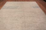Top of Magnificent Abstract Solid Design Light Ivory Cream Background With Sky Blue Abrash Modern Room Size Rug 11629 by Nazmiyal Antique Rugs