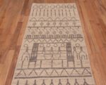 Top of Artistic Cream Background And Neutral Color Tribal Geometric Design Modern Contemporary Hallway Runner Rug 11140 by Nazmiyal Antique Rugs