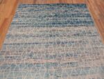 Top of Artistic Light Blue Abrash Background Color Modern Tribal Geometric Pattern Modern Area Rug 11282 by Nazmiyal Antique Rugs