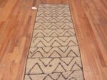 Top of Artistic Tribal Design Ivory Cream Color Background Modern Contemporary Hallway Runner Rug 11117 by Nazmiyal Antique Rugs