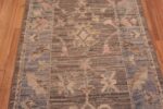Top of Casual Oushak Design Brown Earth-Tone Color Floral Modern Hallway Runner Rug 11209 by Nazmiyal Antique Rugs
