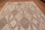 Top of Contemporary Cream Brown Tribal Berber Moroccan Beni Ourain Design Modern Area Rug #11625 by Nazmiyal Rugs