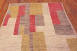 Top of Light Cream Background Art Deco Color Block Design Contemporary Modern Area Rug 11258 at Nazmiyal Antique Rugs