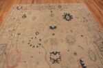 Top of Cream Color Tribal Modern Turkish Oushak Design Area Rug 11549 by Nazmiyal Antique Rugs