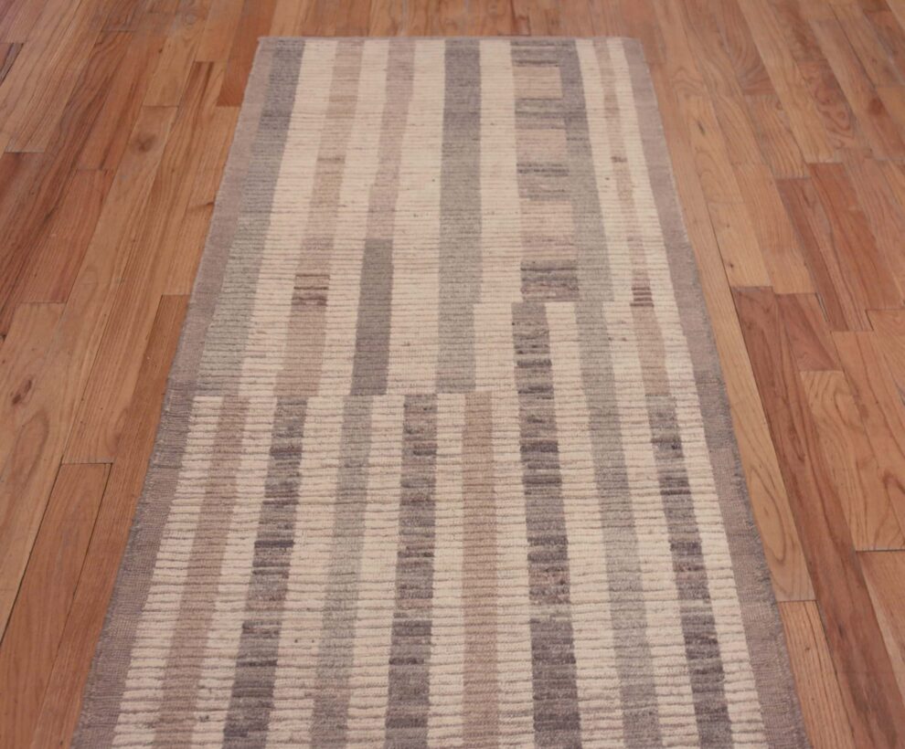 Neutral Tribal Geometric Modern Hallway Runner 11147 Nazmiyal