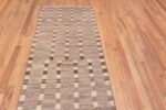 Top of Neutral Color Earthy Geometric Modern Hallway Runner Rug 11090 by Nazmiyal Antique Rugs