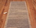 Top of Earthy Grey Color Minimalist Solid Abstract Deign Modern Hallway Runner Abrash Rug 11122 by Nazmiyal Antique Rugs