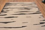 Top of Handmade Cream Charcoal Brown Wool Modern Abstract Area Rug 11408 by Nazmiyal Antique Rugs