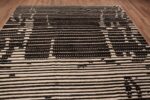 Top of Handmade Wool Pile Modern Contemporary Cream And Charcoal Color Area Rug 11574 by Nazmiyal Antique Rugs