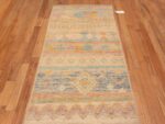 Top of Happy Colorful Tribal Geometric Modern Hallway Runner Rug 11017 by Nazmiyal Antique Rugs
