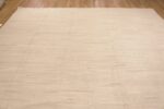 Top of Large Abstract Solid Cream Color Minimalist Modern Flatweave Kilim Rug 11736 by Nazmiyal Antique Rugs