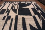 Top of Jaw Dropping Large Size Bold Charcoal and Cream Color Modern Geometric Hollywood Regency Style Area Rug 11827 by Nazmiyal Antique Rugs