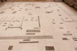 Top of Large Size Soft Cream Ivory Background And Brown Tribal Geometric Design Modern Area Rug 11850 by Nazmiyal Antique Rugs