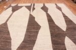 Top of Large Tribal Design Ivory And Brown Modern Area Rug 11731 by Nazmiyal Antique Rugs
