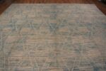 Top of Large Washed Out Sky Blue Tribal Geometric Contemporary Modern Area Rug 11757 by Nazmiyal Antique Rugs