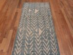 Top of Light Blue and Ivory Color Artistic Tribal Geometric Design Hallway Runner Rug 11158 by Nazmiyal Antique Rugs